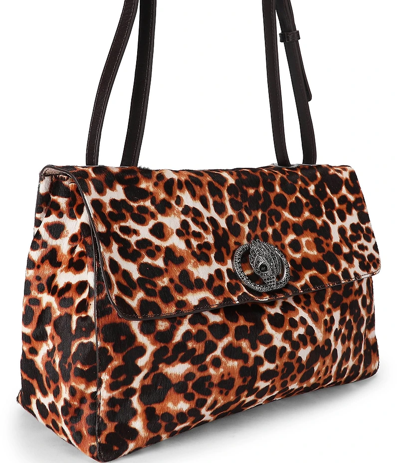 Kurt Geiger London Chelsea Cheetah Print Large Slouch Flap Shoulder Bag