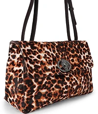 Kurt Geiger London Chelsea Cheetah Print Large Slouch Flap Shoulder Bag