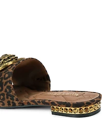 Kurt Geiger London Chelsea Leopard Print Jewel Heel Logo Ornament Slide Sandal