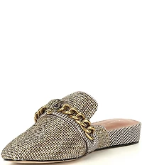 Kurt Geiger London Chelsea Crystal Embellished Houndstooth Chain Hardware Mules