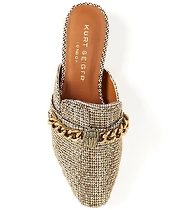 Kurt Geiger London Chelsea Crystal Embellished Houndstooth Chain Hardware Mules
