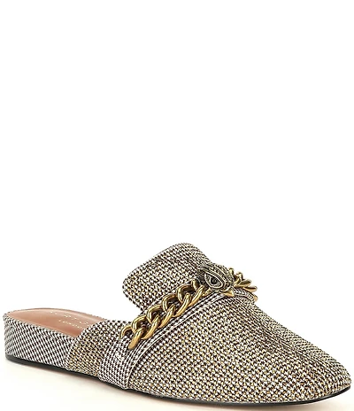 Kurt Geiger London Chelsea Crystal Embellished Houndstooth Chain Hardware Mules