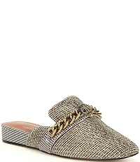 Kurt Geiger London Chelsea Crystal Embellished Houndstooth Chain Hardware Mules