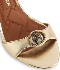 Kurt Geiger London Chelsea Metallic Leather Logo Ornament Ankle Strap Dress Sandals