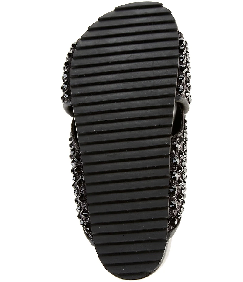 Kurt Geiger London Chelsea Stud Embellished Microsuede Logo Ornament Cross Strap Slide Sandals