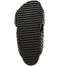 Kurt Geiger London Chelsea Stud Embellished Microsuede Logo Ornament Cross Strap Slide Sandals