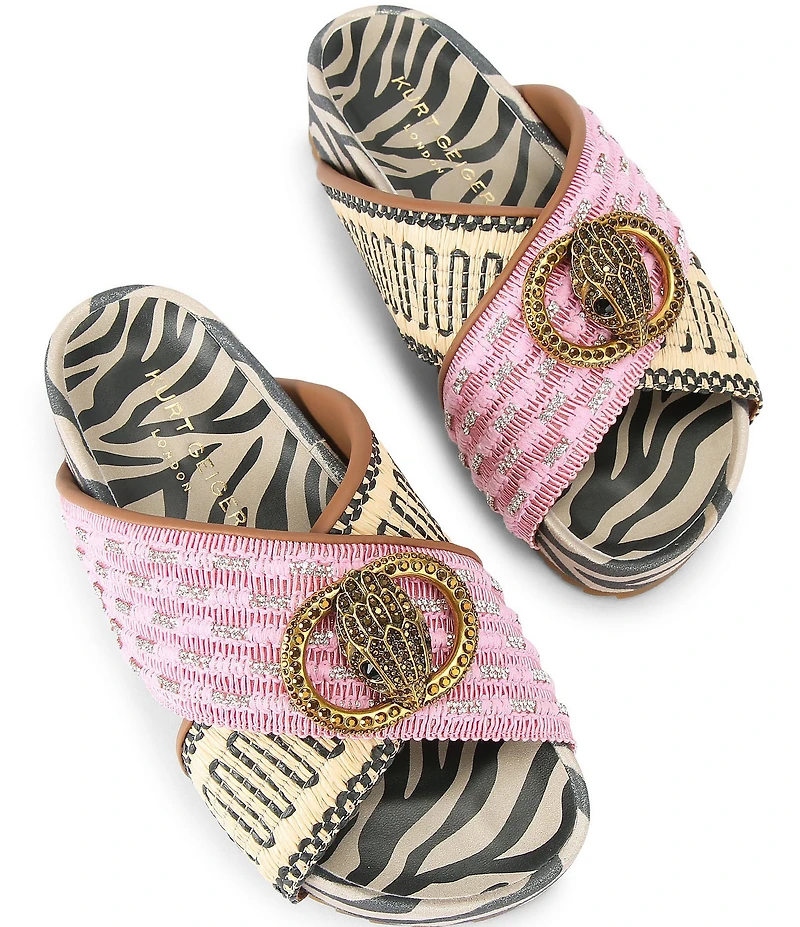Kurt Geiger London Chelsea Mixed Media Cross Strap Platform Slide Sandals