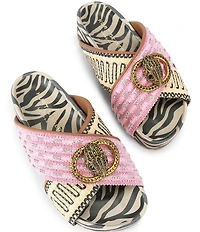 Kurt Geiger London Chelsea Mixed Media Cross Strap Platform Slide Sandals