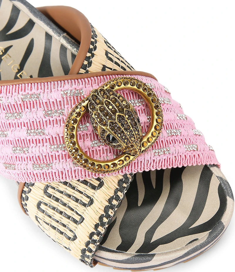 Kurt Geiger London Chelsea Mixed Media Cross Strap Platform Slide Sandals