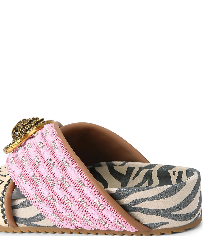 Kurt Geiger London Chelsea Mixed Media Cross Strap Platform Slide Sandals