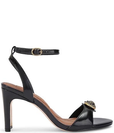 Kurt Geiger London Chelsea Patent Leather Logo Ornament Ankle Strap High Sandals