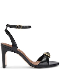 Kurt Geiger London Chelsea Patent Leather Logo Ornament Ankle Strap High Sandals