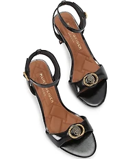 Kurt Geiger London Chelsea Patent Leather Logo Ornament Ankle Strap High Sandals