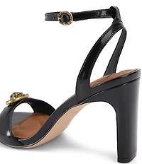 Kurt Geiger London Chelsea Patent Leather Logo Ornament Ankle Strap High Sandals