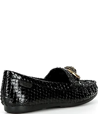 Kurt Geiger London Chelsea Patent Leather Snake Embossed Logo Ornament Moccasin Loafers