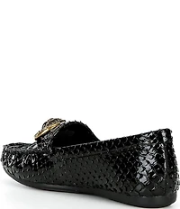 Kurt Geiger London Chelsea Patent Leather Snake Embossed Logo Ornament Moccasin Loafers