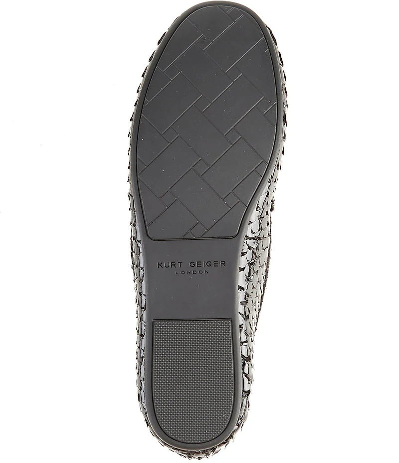 Kurt Geiger London Chelsea Patent Leather Snake Embossed Logo Ornament Moccasin Loafers