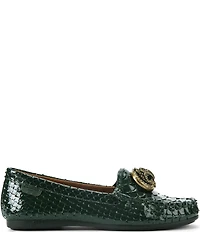 Kurt Geiger London Chelsea Patent Leather Snake Embossed Logo Ornament Moccasin Loafers