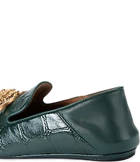 Kurt Geiger London Chelsea Croco Print Patent Leather Logo Ornament Point Toe Loafers