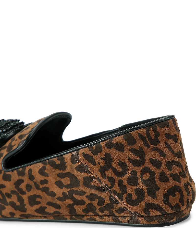 Kurt Geiger London Chelsea Leopard Print Logo Ornament Point Toe Loafers