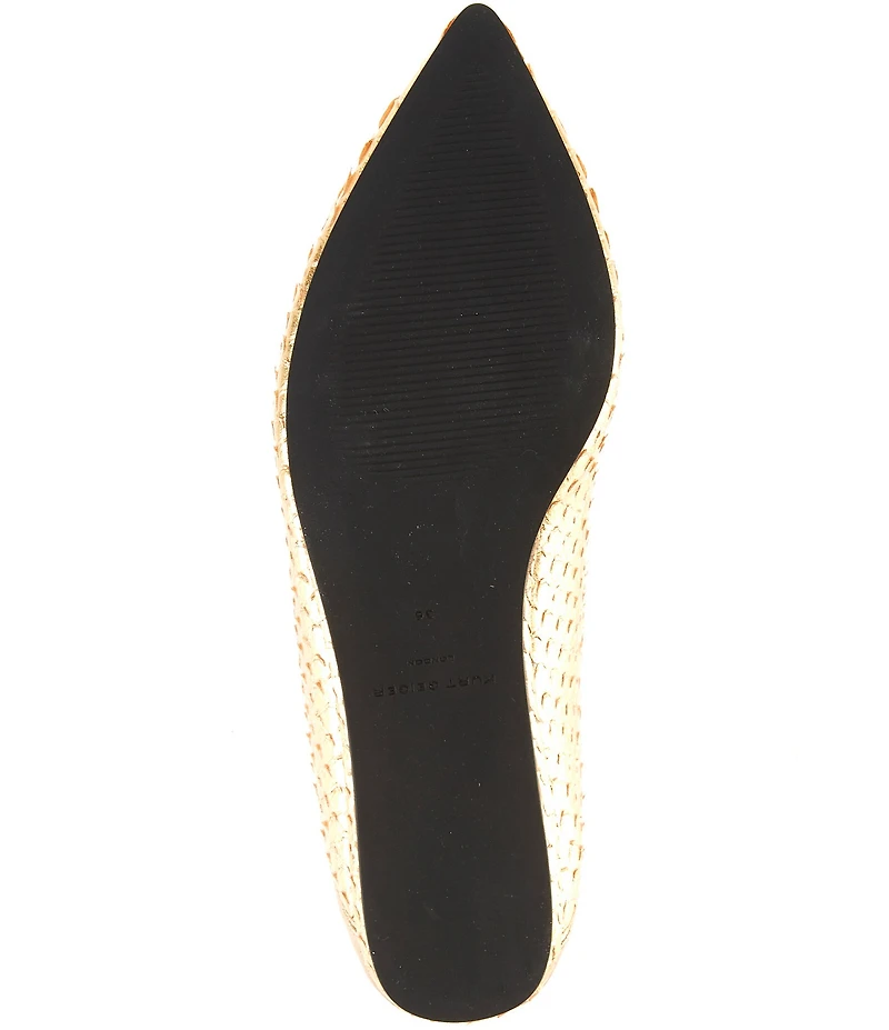 Kurt Geiger London Chelsea Point Slip On Snake Print Ornamented Leather Loafers