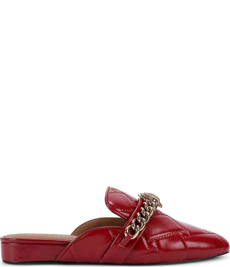 Kurt Geiger London Chelsea Quilted Patent Leather Chain Hardware Mules