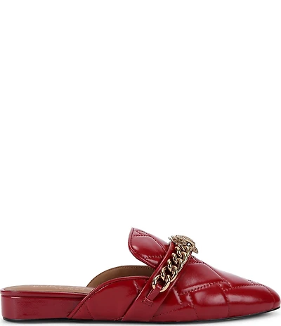 Kurt Geiger London Chelsea Quilted Patent Leather Chain Hardware Mules