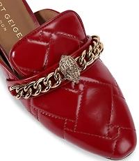 Kurt Geiger London Chelsea Quilted Patent Leather Chain Hardware Mules