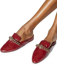 Kurt Geiger London Chelsea Quilted Patent Leather Chain Hardware Mules