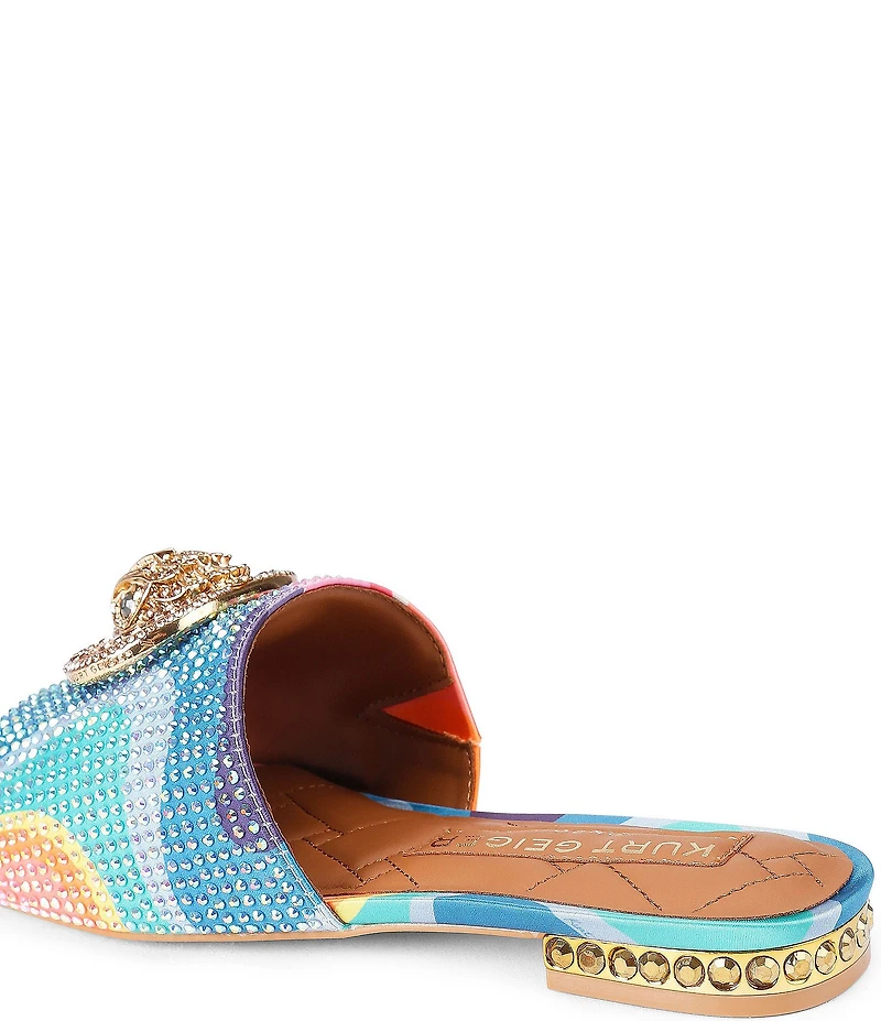 Kurt Geiger London Chelsea Rainbow Geometric Printed Crystal Embellished Ornament Flat Slide Sandals