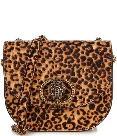 Kurt Geiger London Chelsea Leopard Print Haircalf Saddle Crossbody Bag