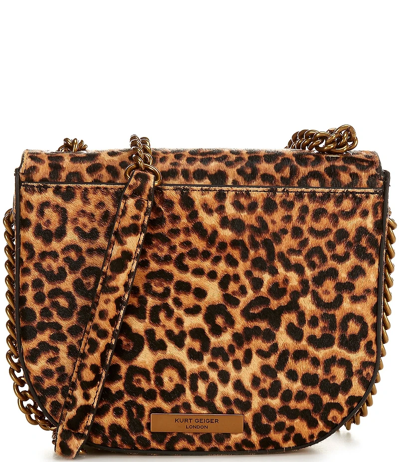 Kurt Geiger London Chelsea Leopard Print Haircalf Saddle Crossbody Bag