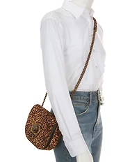 Kurt Geiger London Chelsea Leopard Print Haircalf Saddle Crossbody Bag