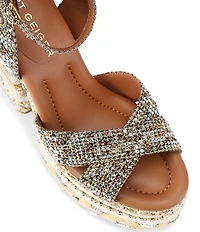 Kurt Geiger London Chelsea Scarf Crystal Embellished Houndstooth Platform Sandals