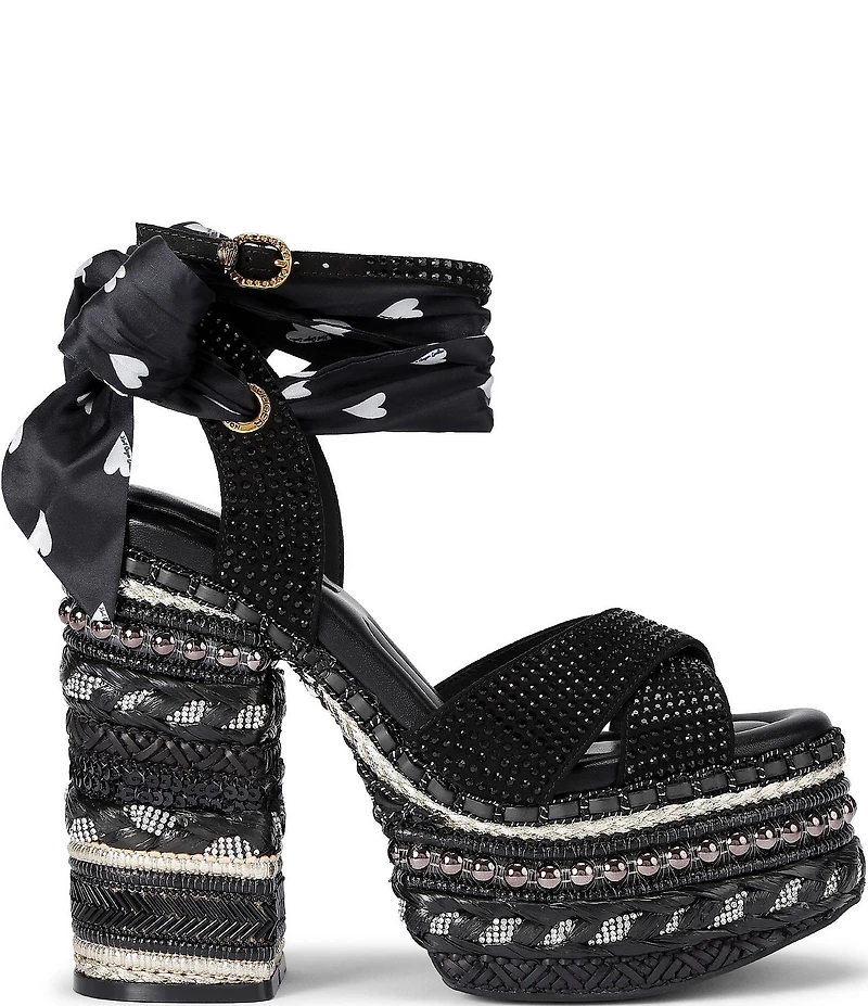 Kurt Geiger London Chelsea Scarf Embellished Platform Sandals