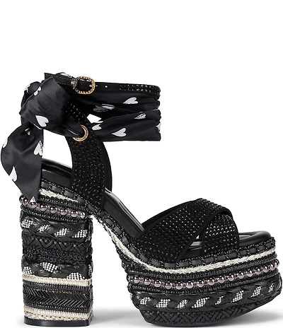Kurt Geiger London Chelsea Scarf Embellished Platform Sandals