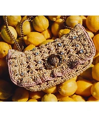 Kurt Geiger London Chelsea Small Ruffle Straw Convertible Shoulder Bag