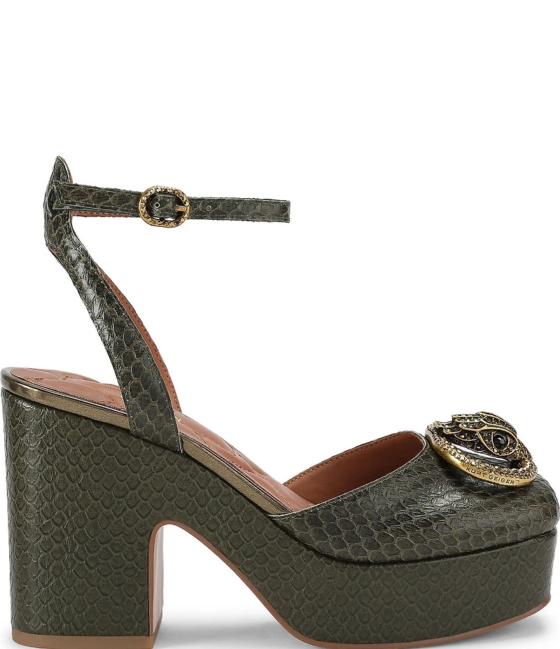 Kurt Geiger London Chelsea Snake Closed Ankle Strap Platform Pumps