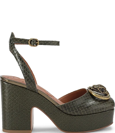 Kurt Geiger London Chelsea Snake Closed Ankle Strap Platform Pumps
