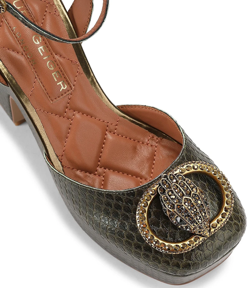 Kurt Geiger London Chelsea Snake Closed Ankle Strap Platform Pumps