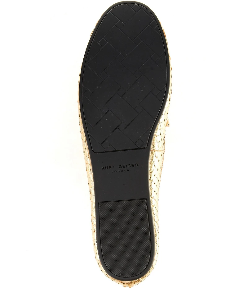 Kurt Geiger London Chelsea Snake Embossed Leather Logo Ornament Moccasin Loafers
