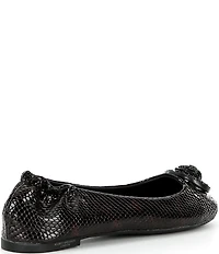 Kurt Geiger London Chelsea Snake Embossed Leather Tortoise Print Logo Ornament Ballerina Flats