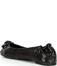 Kurt Geiger London Chelsea Snake Embossed Leather Tortoise Print Logo Ornament Ballerina Flats