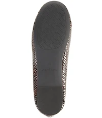 Kurt Geiger London Chelsea Snake Embossed Leather Tortoise Print Logo Ornament Ballerina Flats