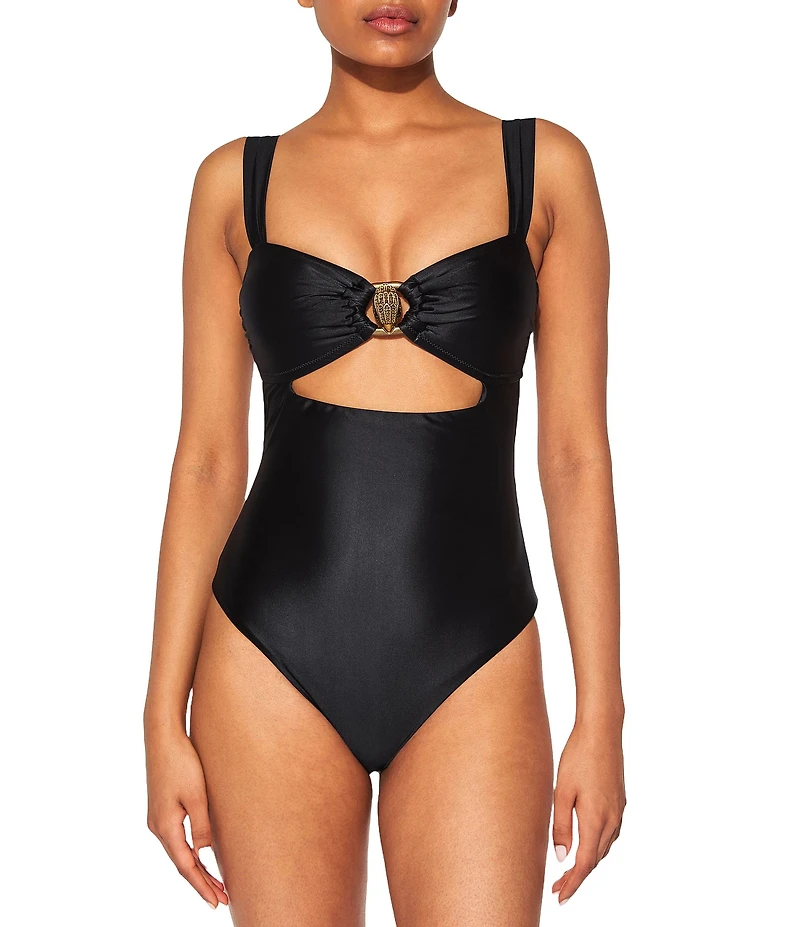 Kurt Geiger London Chelsea Solid Sweetheart Neck Cut-Out Tank One Piece Swimsuit