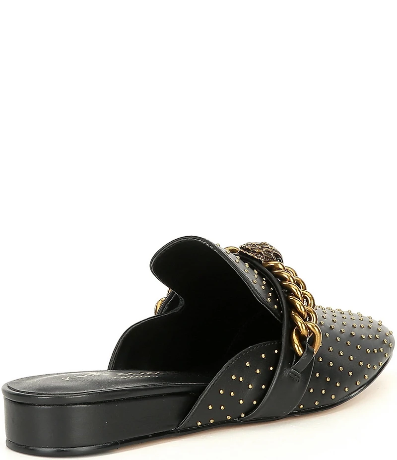 Kurt Geiger London Chelsea Leather Stud Embellished Chain Hardware Mules