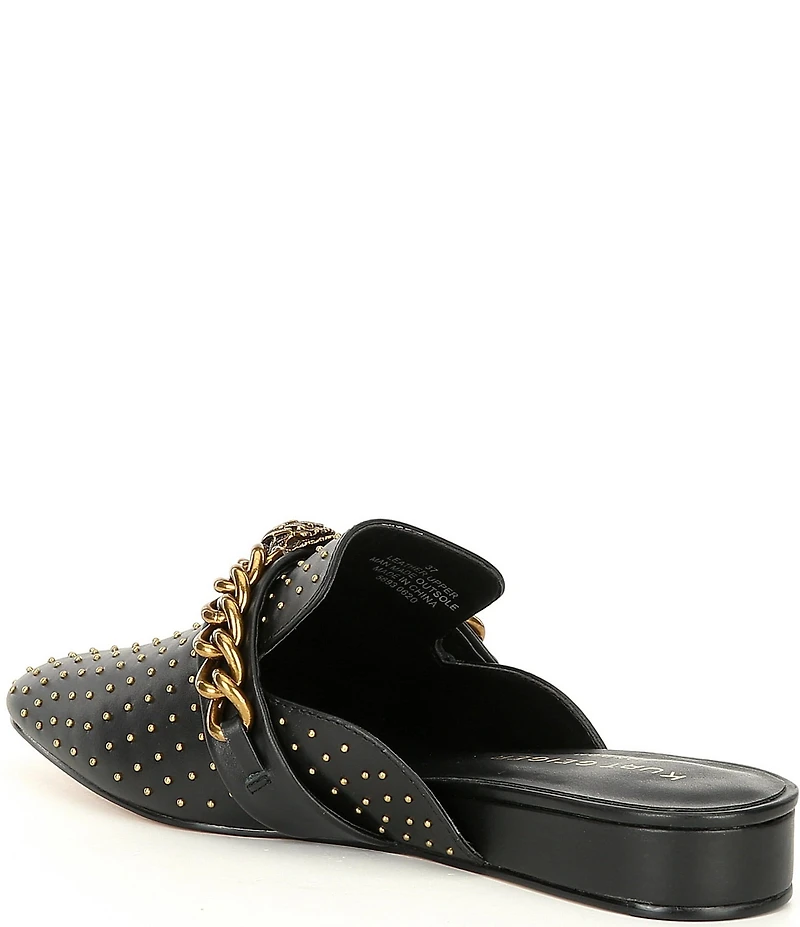Kurt Geiger London Chelsea Leather Stud Embellished Chain Hardware Mules