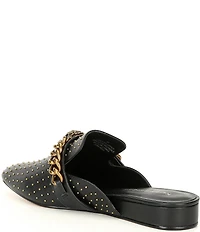 Kurt Geiger London Chelsea Leather Stud Embellished Chain Hardware Mules