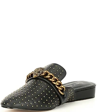 Kurt Geiger London Chelsea Leather Stud Embellished Chain Hardware Mules