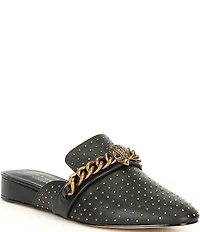 Kurt Geiger London Chelsea Leather Stud Embellished Chain Hardware Mules